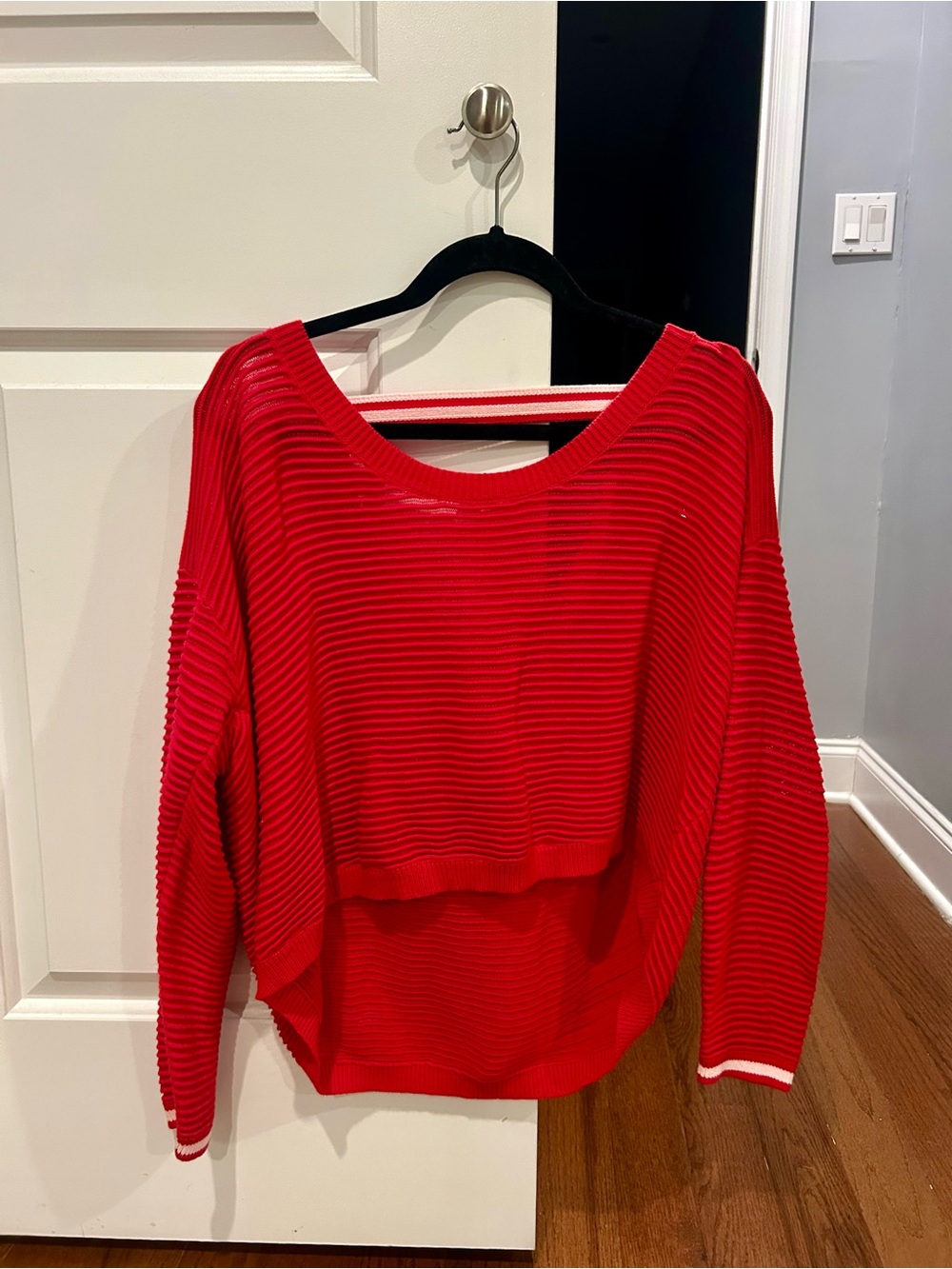 Daily Practice by Anthropologie Red Ribbed Open-Back Sweater